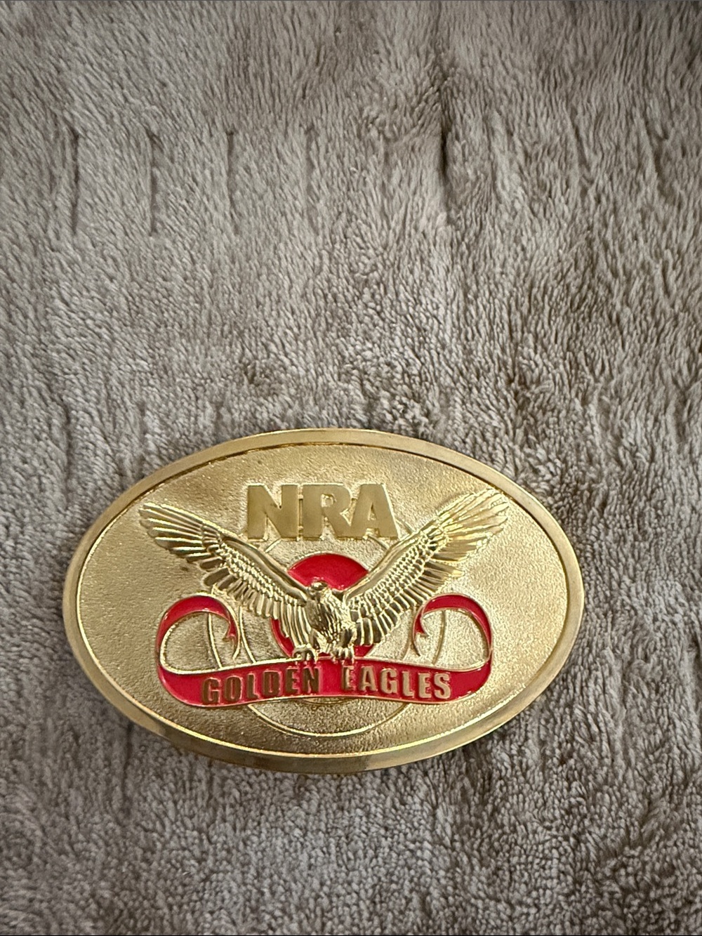 Golden Eagles Gold Belt Buckle - Gold and Red